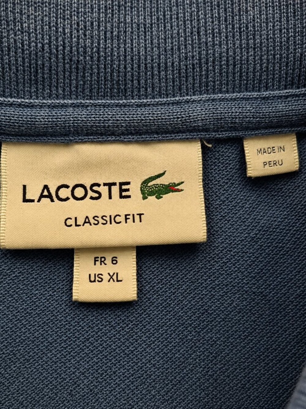 Lacoste Blue Classic Fit Cotton Piqué Polo Shirt - US XL / FR 6 - Picture 4 of 6